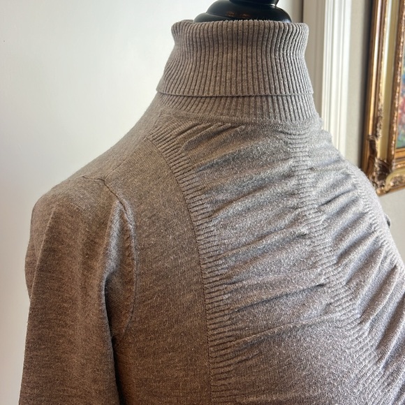 Cache grey ruched long sleeve ribbed turtleneck size XS - Picture 4 of 6